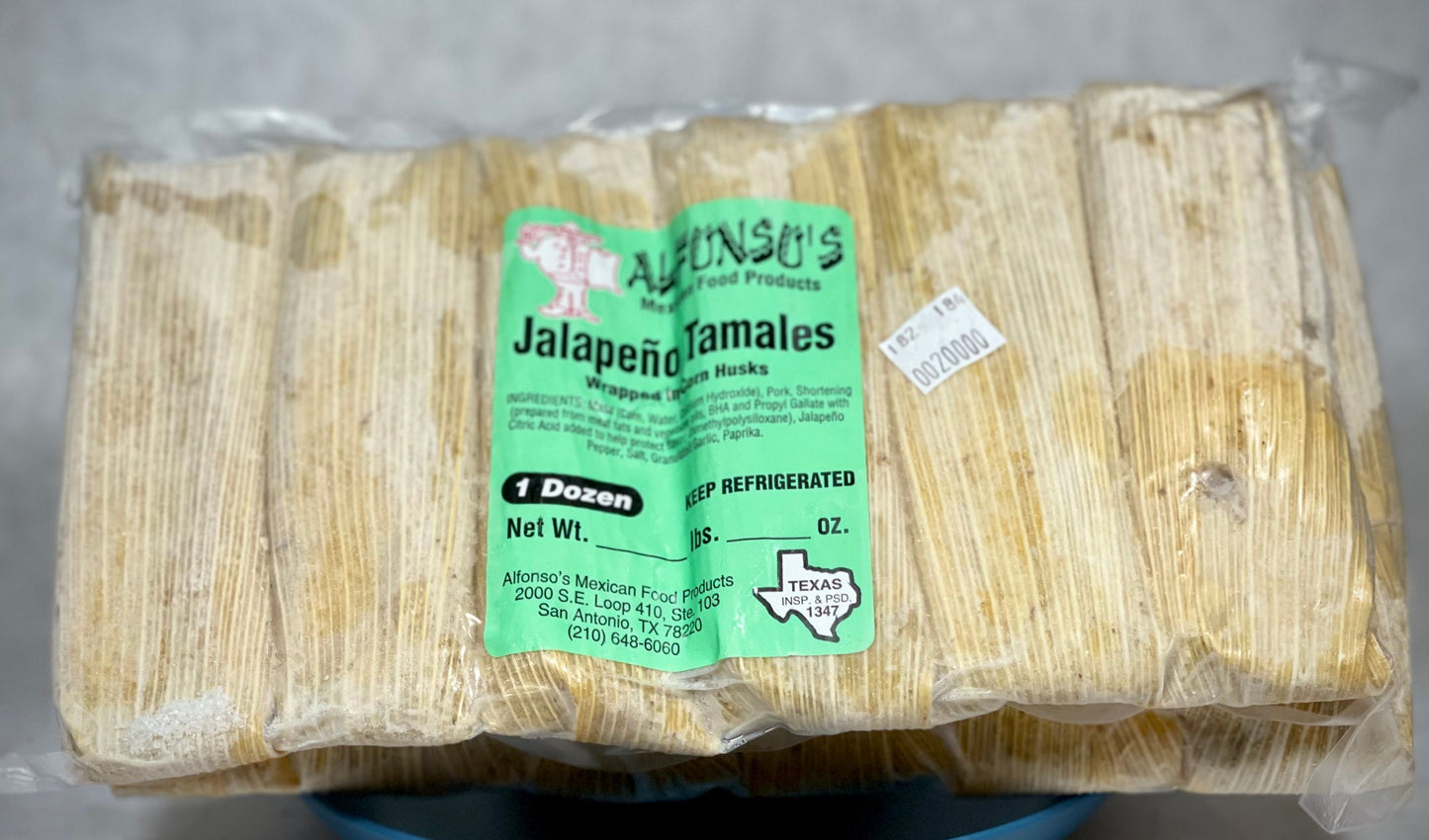 Handmade Pork + Jalapeño Tamales - Frozen - 1 Dozen